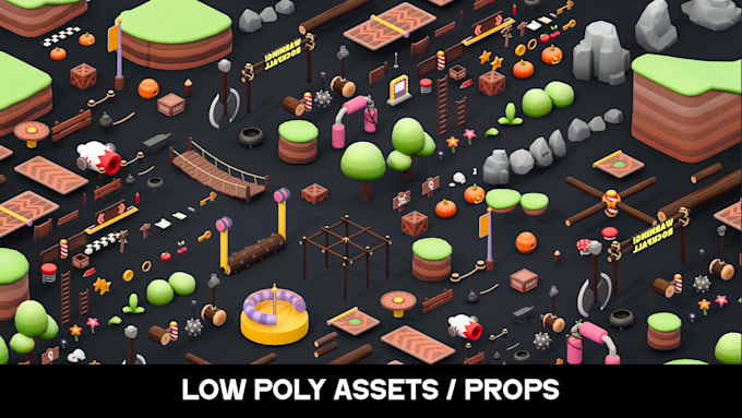 create low poly models, props and asset packs