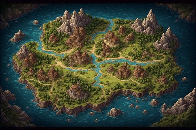 create a fantasy map illustration for map