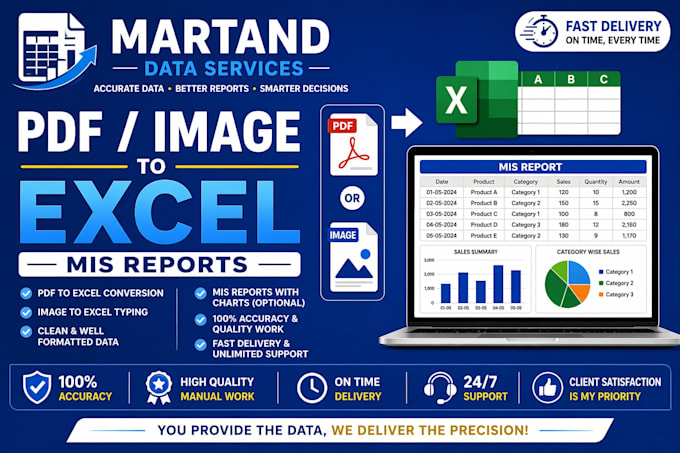 convert PDF or image to excel and create clean mis reports