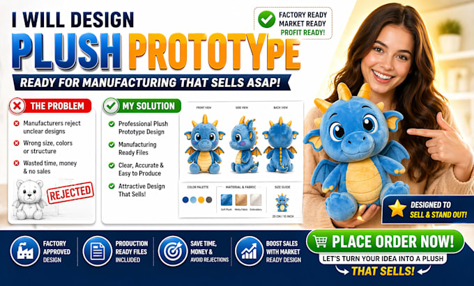 design a plush prototype ready for manufacturing that sells