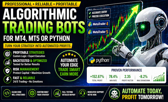 build profitable algorithmic trading bots for mt4 mt5 or python