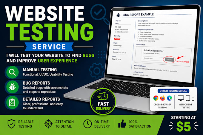 do website QA testing and bug reporting