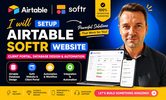 setup airtable softr website client portal database design and automation