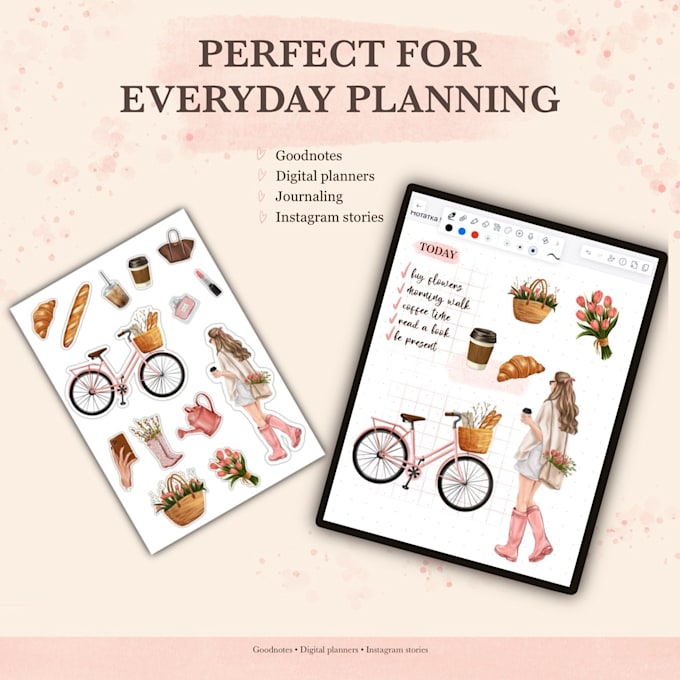 draw aesthetic digital stickers for your planner or journal