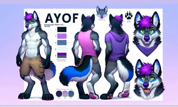 Draw furry art fursona anthro reference sheet oc character design by ...