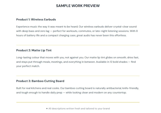 write 10 compelling product descriptions for your online store