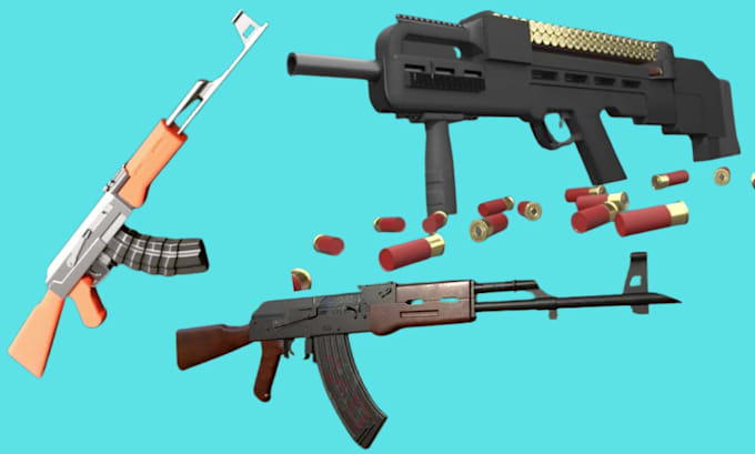 do 3d gun modelling , props weapon for roblox, unity, and blender