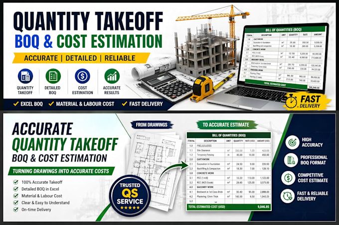 do accurate construction cost estimation, material takeoff, quantity take
