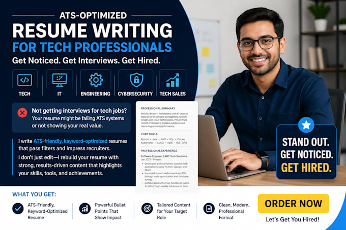 write ats resume for tech, IT, engineering, cybersecurity, and tech sales jobs