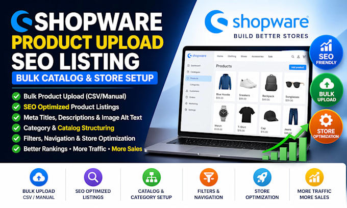shopware product upload SEO listing optimization bulk catalog store setup