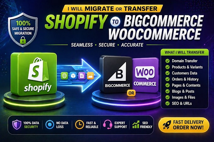 move hosting data from shopify to woocommerce, godaddy domain , SSL, database