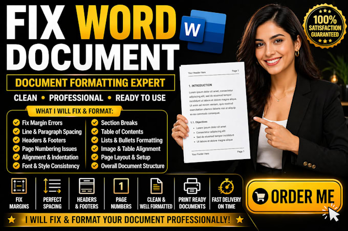 fix margin errors, spacing issues and professionally format your word document