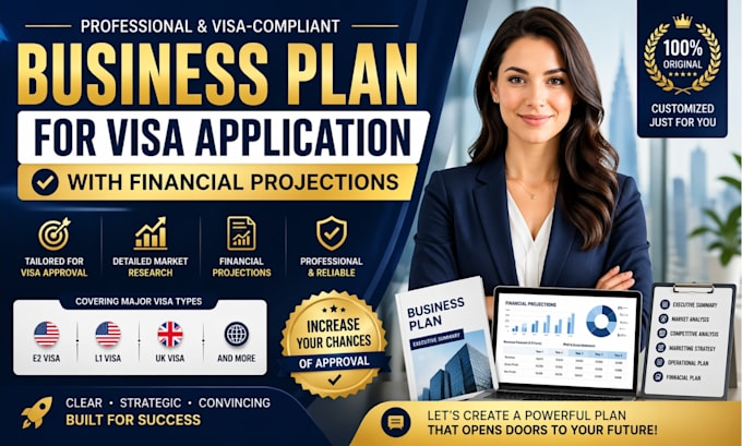 write a business plan for visa application, financial projections business plan
