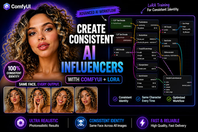 create a consistent ai influencer with comfyui and lora