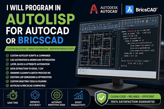 create custom autolisp automation for autocad and bricscad