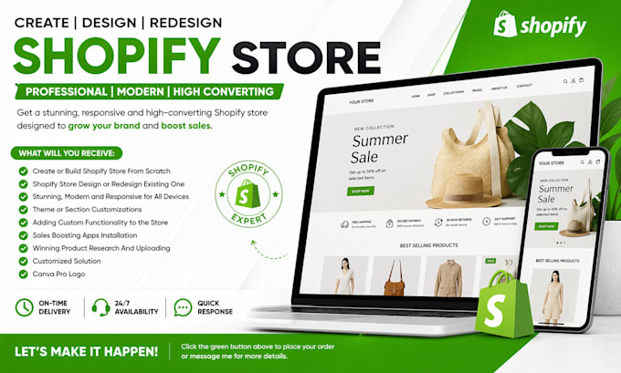 design or redesign shopify dropshipping store and ecommerce website