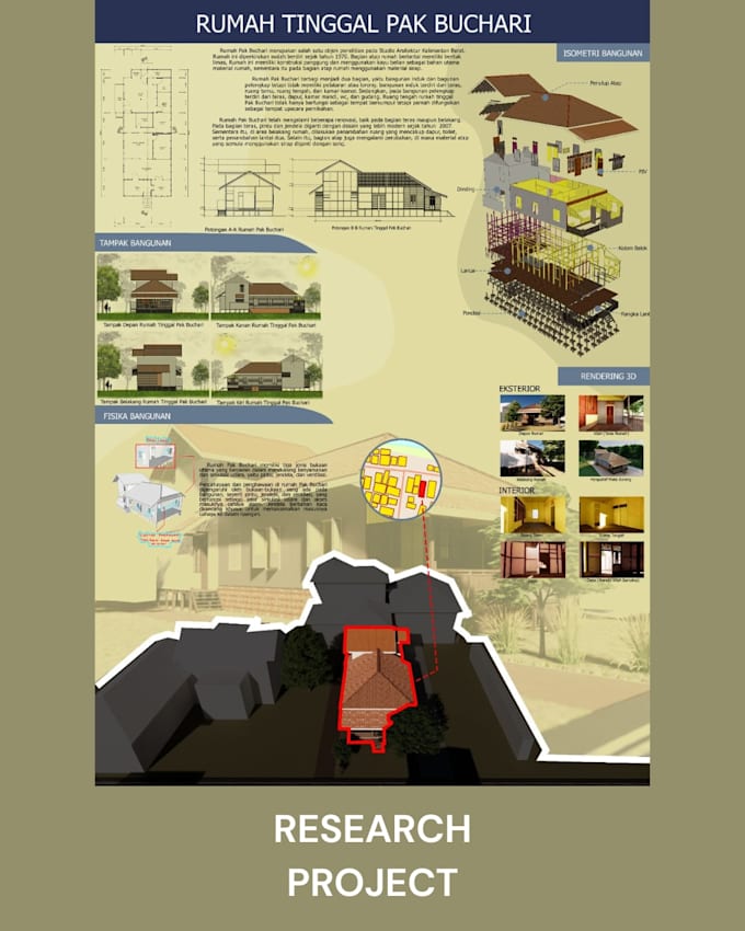 design architectural poster with 3d render presentation