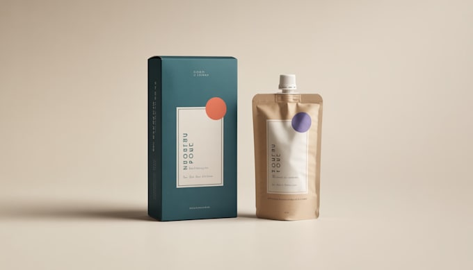 design creative box, pouch and label packaging design