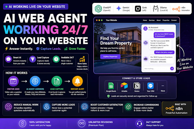 build n8n ai web agent with google sheets lead capture