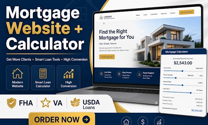 create mortgage calculator with website for mortgage leads