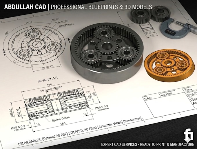 3d modeling and 2d drawing in solidworks, auto cad , fusion 360, creo ...