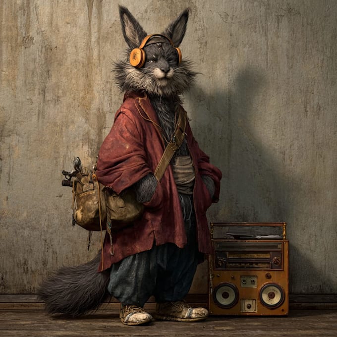 draw your character in flat colored furry art