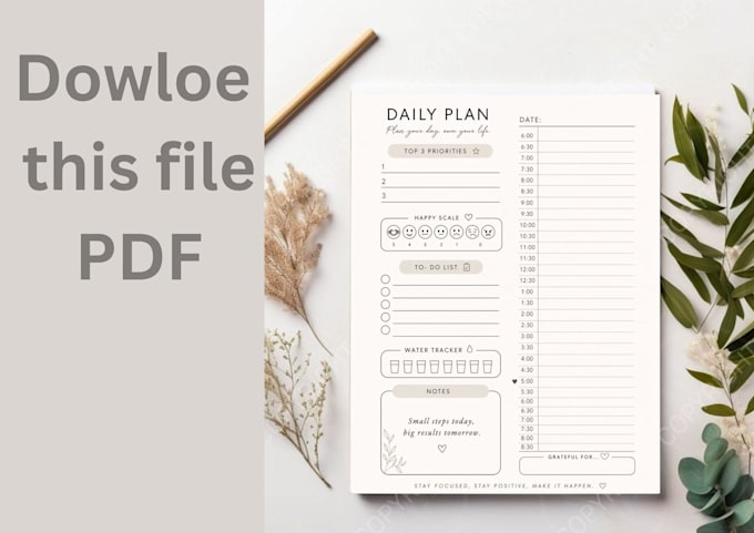 design a minimalist daily planner, printable planner,