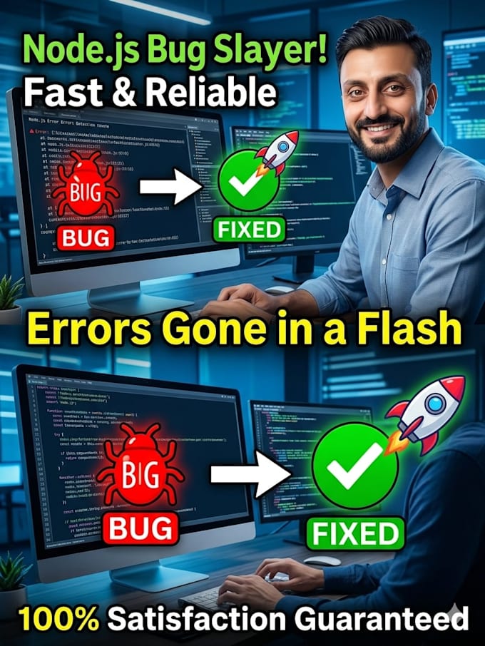 fix nodejs backend bugs and errors fast