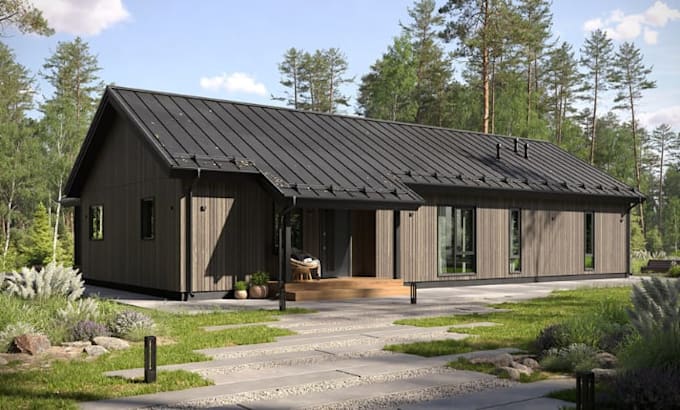 do 3d architectural design for chalet, bamboo villa house, tiny house
