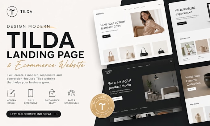design modern tilda landing page or ecommerce website