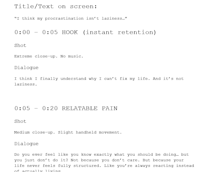 turn your idea into a viral tiktok or youtube script