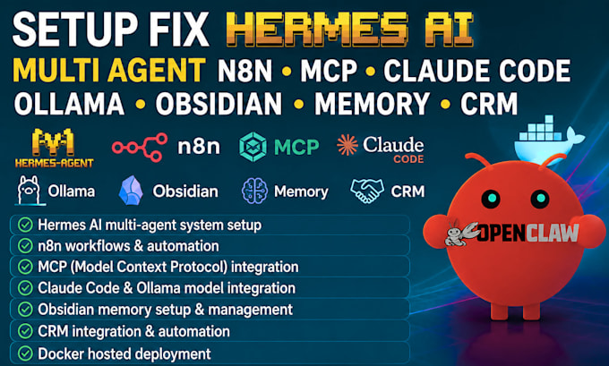 setup fix hermes ai multi agent n8n mcp claude code ollama obsidian memory crm