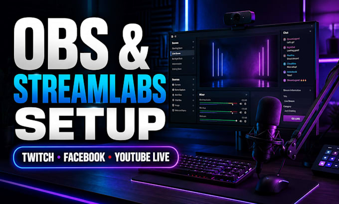 setup fix obs studio streamlab for twitch, facebook and youtube live streaming