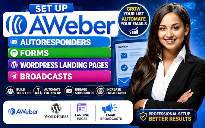 set up aweber autoresponder form wordpress landing page  broadcast