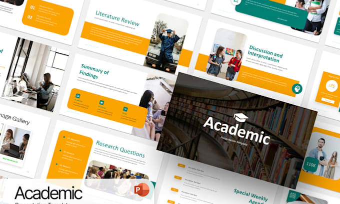 design academic presentation, educational slides startup business powerpoint