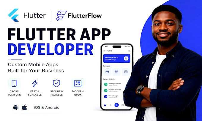 develop flutter app flutterflow app mobile app developer dating app booking app