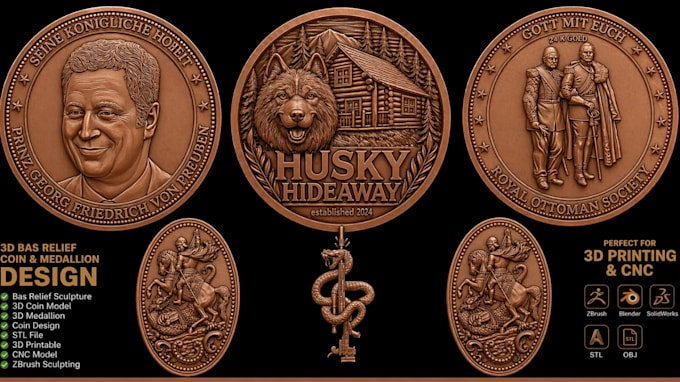 do 3d bas relief 3d coin model cnc design 3d engraving model for 3d printing