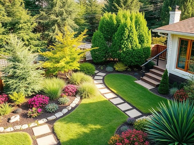 a harmonious landscape backyard design as a landscape architect