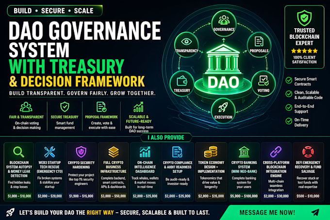 build dao governance system with treasury and decision framework