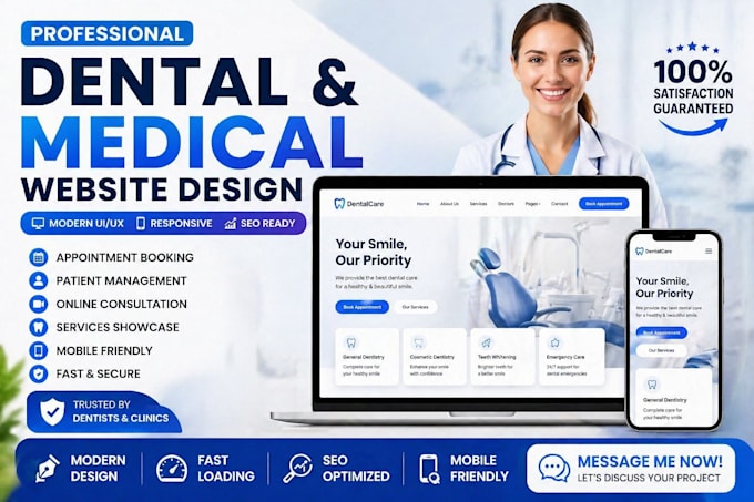 design medical, healthcare, spa, dentist, doctor, hospital, or clinic website