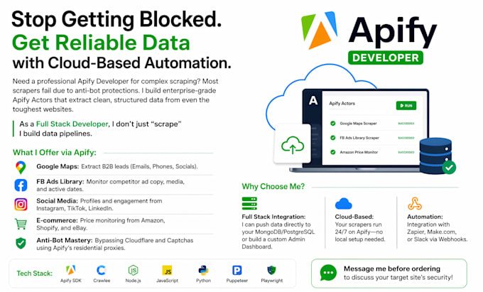 build custom apify actors and web scrapers for data automation