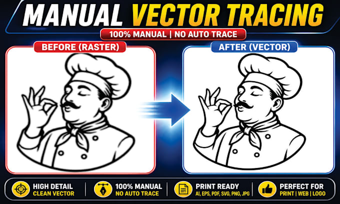 manually vector trace logo into ai eps svg vector