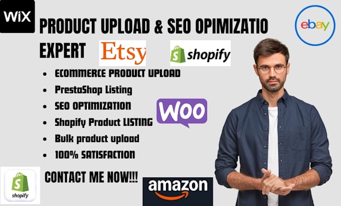 do product upload on shopify woocommerce prestashop ebay with seo optimization