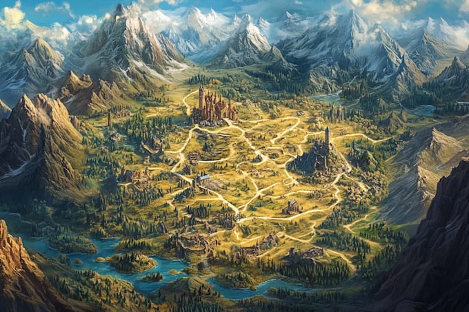 make fantasy map illustration , novels and games