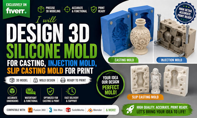 do 3d silicon mold for casting injection mold slip casting mold for 3d printing