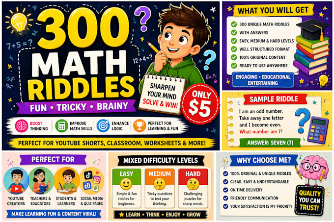 create math riddles and logic puzzles for viral content