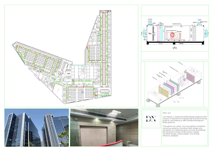 provide complete hvac design with heat load, duct layout, boq and drawing