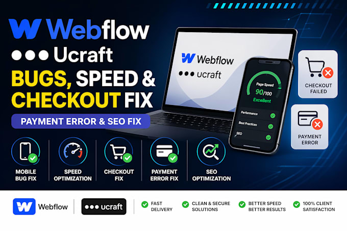 webflow ucraft mobile bug speed issue checkout fail payment error seo fix