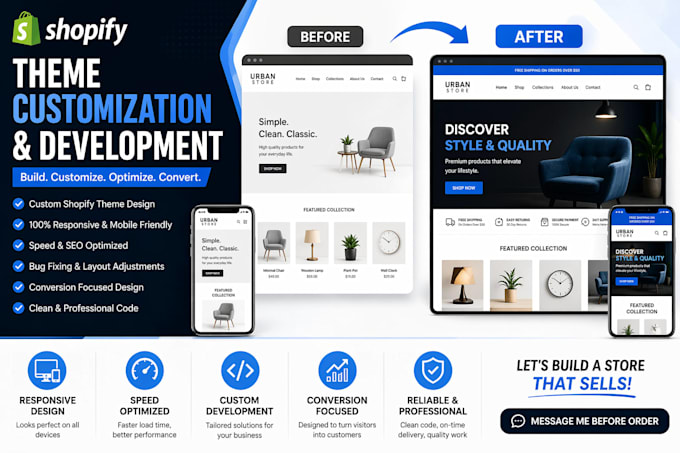 customize shopify theme design and development for high converting store