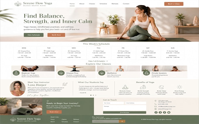 design wix yoga instructor website class schedule wellness booking website
